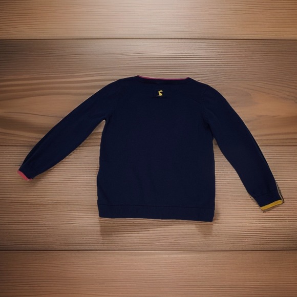 Joules Navy Sweater with Sequins Girls Crew Neck Size 5 School Party Colorful - Picture 4 of 7